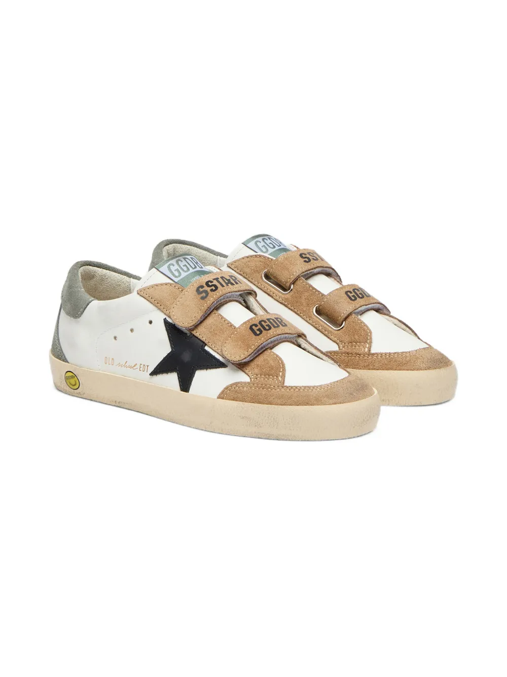 Golden Goose Kids Old School star-appliqué leather sneakers Wit