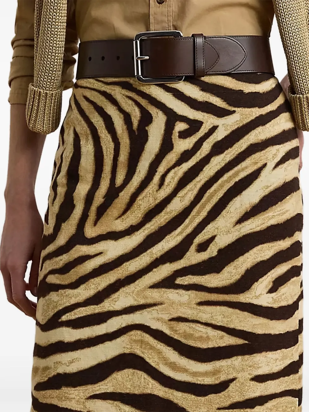 Lauren Ralph Lauren Midi-kokerrok met zebraprint Beige