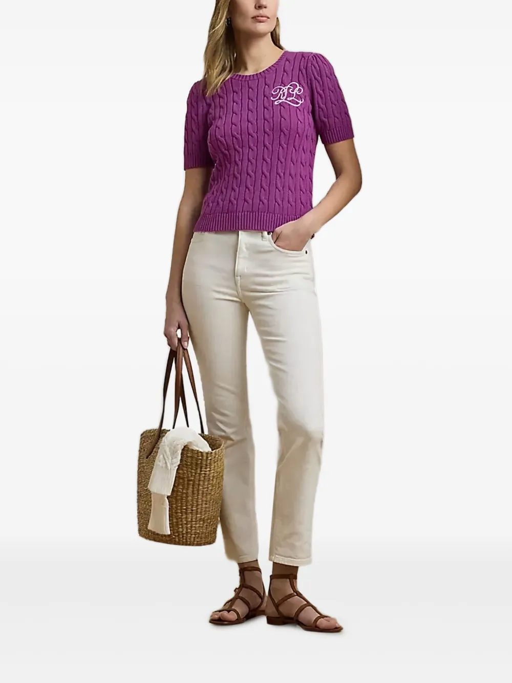 Lauren Ralph Lauren cable-knit short-sleeve sweater | Knitted Sweaters | Image 2
