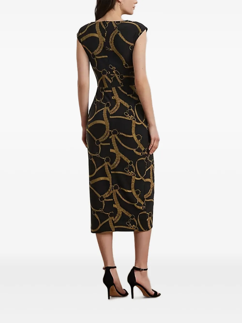 Lauren Ralph Lauren belt-pattern midi dress | Black | Image 1