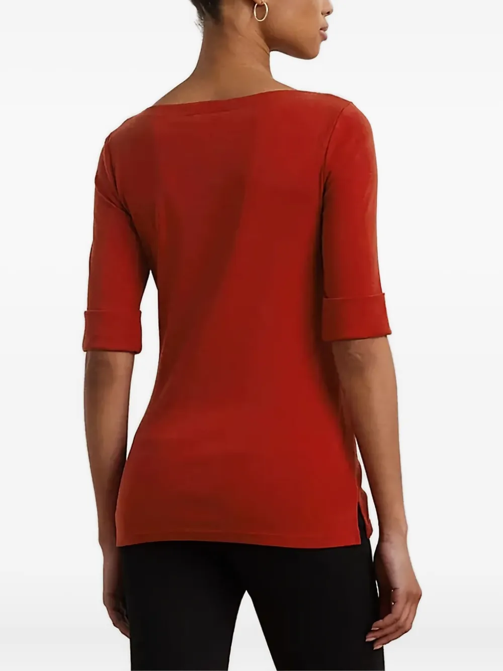 Lauren Ralph Lauren Top met boothals en cropped mouwen Rood