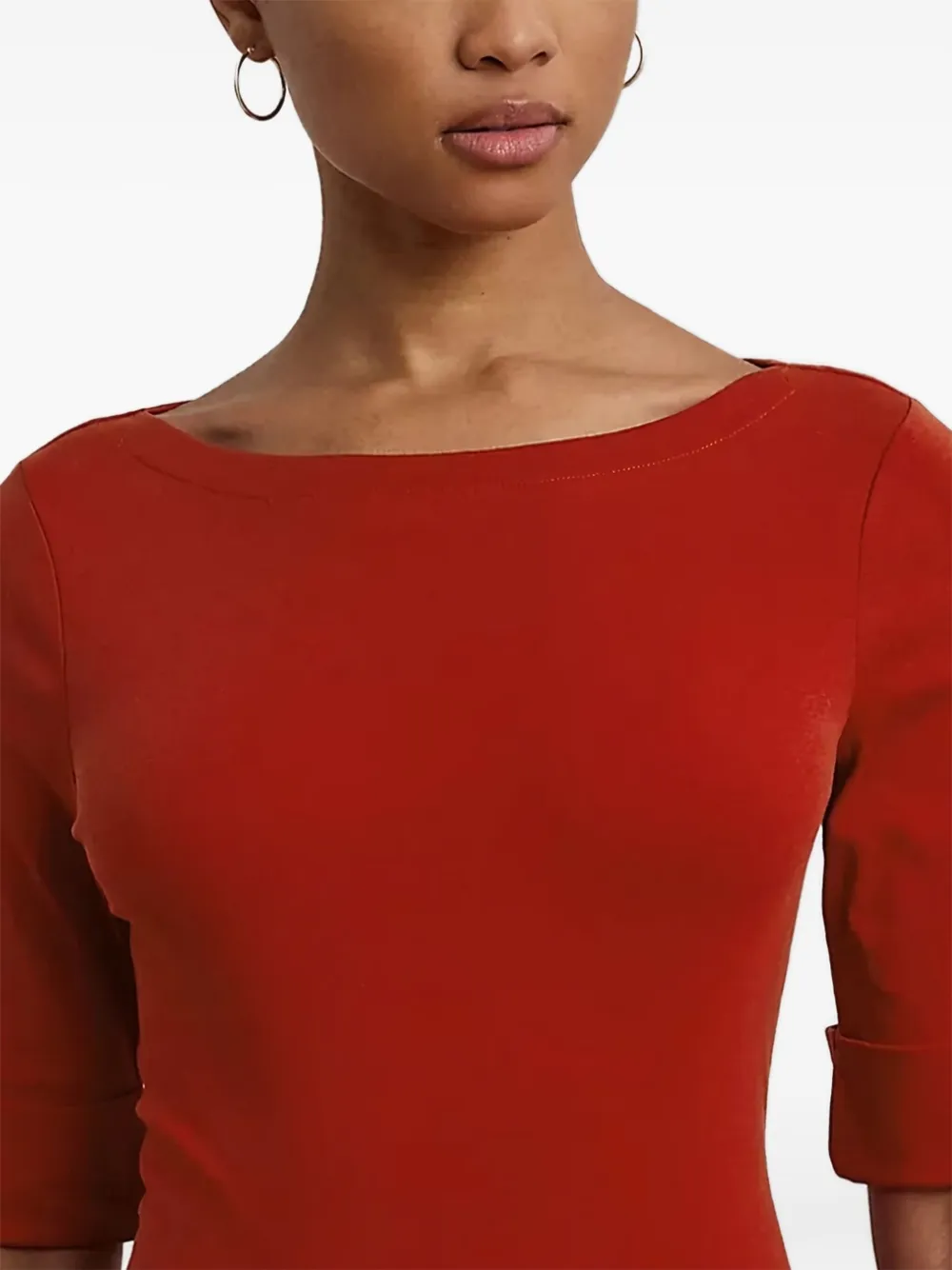 Lauren Ralph Lauren Top met boothals en cropped mouwen Rood