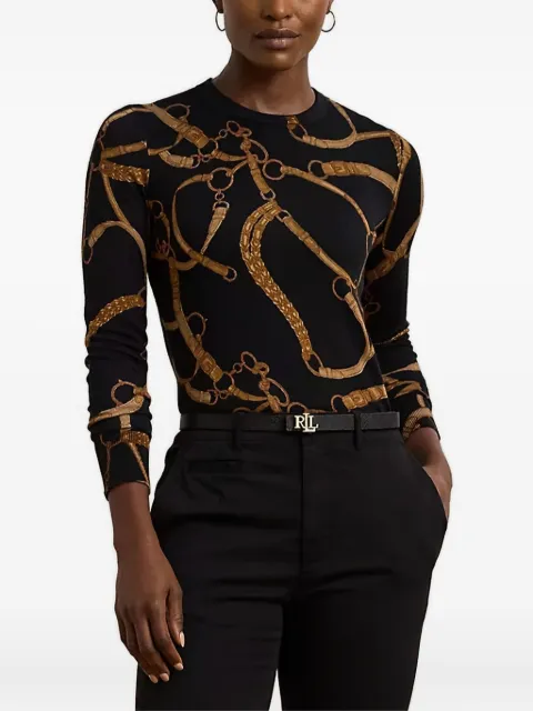 Lauren Ralph Lauren belting-print long-sleeve sweater