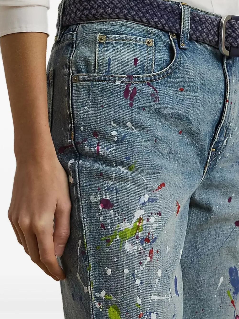 Ralph Lauren Print Boyfriend Tapered Ankle Jean In Blue