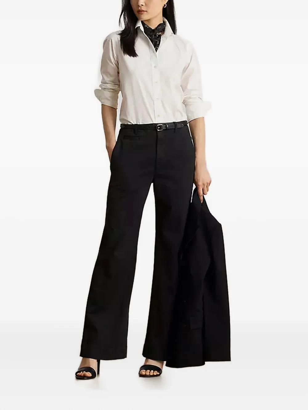 Lauren Ralph Lauren cotton chino flared trousers - Zwart