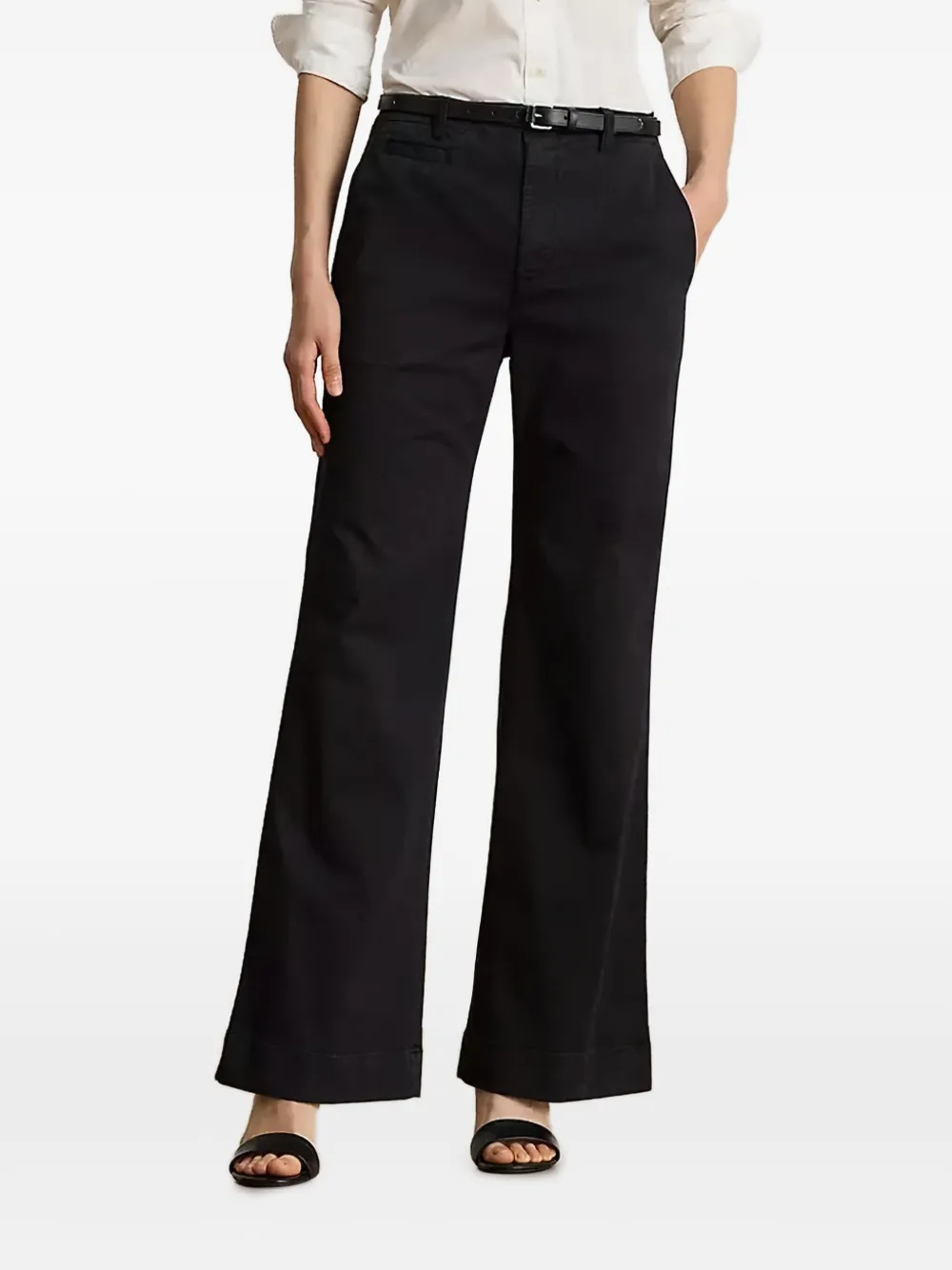 Lauren Ralph Lauren cotton chino flared trousers | Black | Image 1