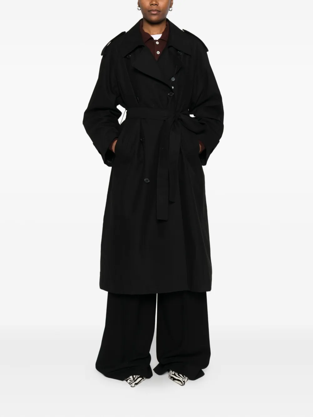 Dunst Belted Coat In Black