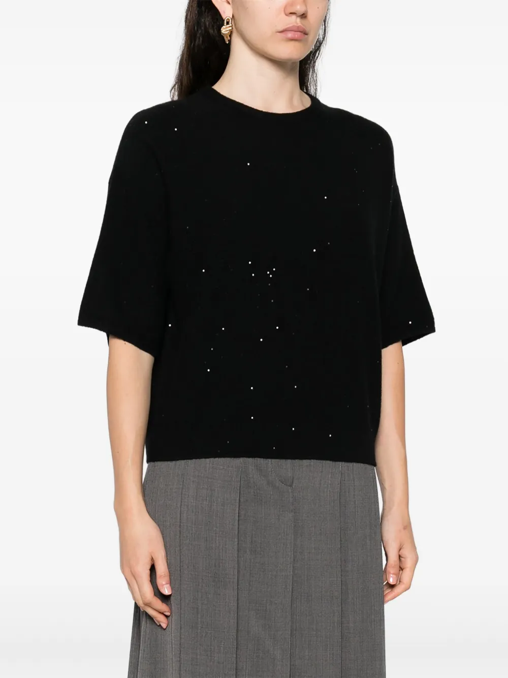 Antonelli Top verfraaid met pailletten Zwart