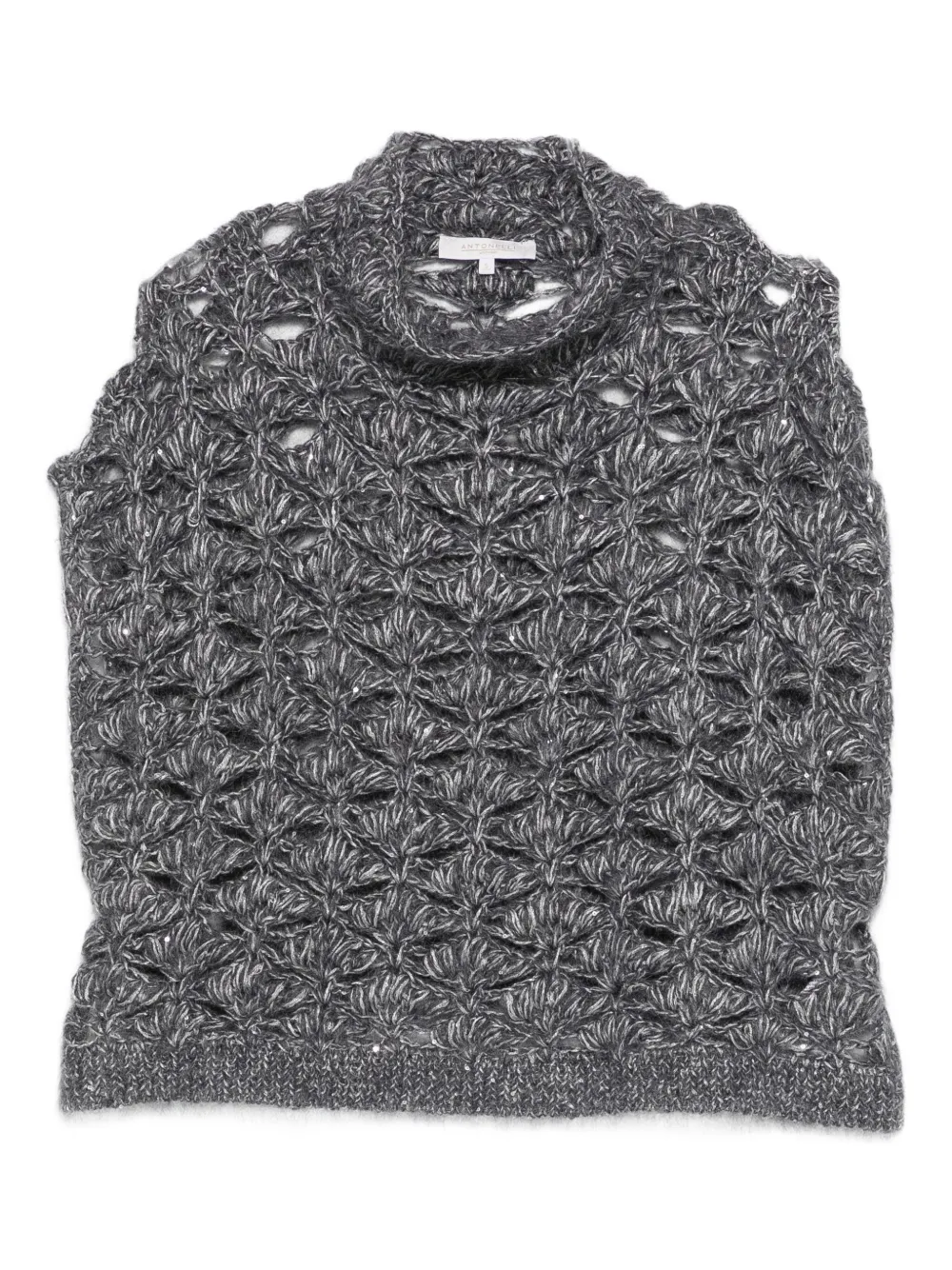 Antonelli openwork roll-neck knitted top | Grey | Image 1