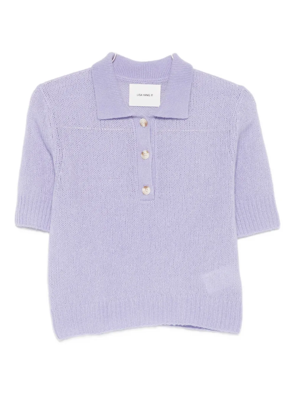 Lisa Yang Masy Buttoned Polo Top In Purple