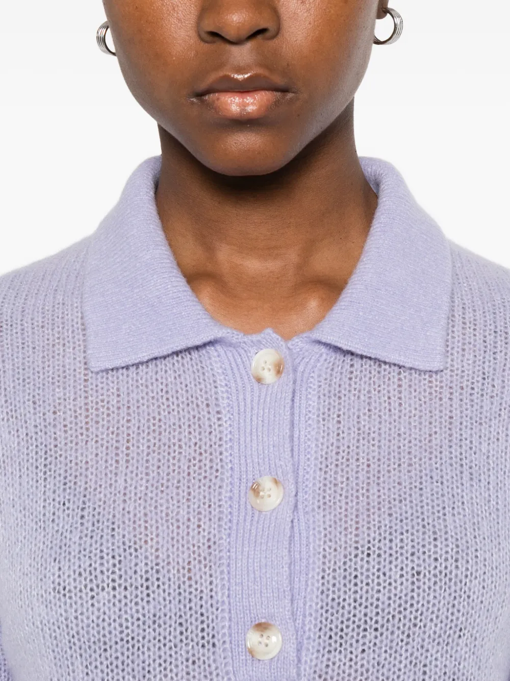 Lisa Yang Masy Buttoned Polo Top In Purple
