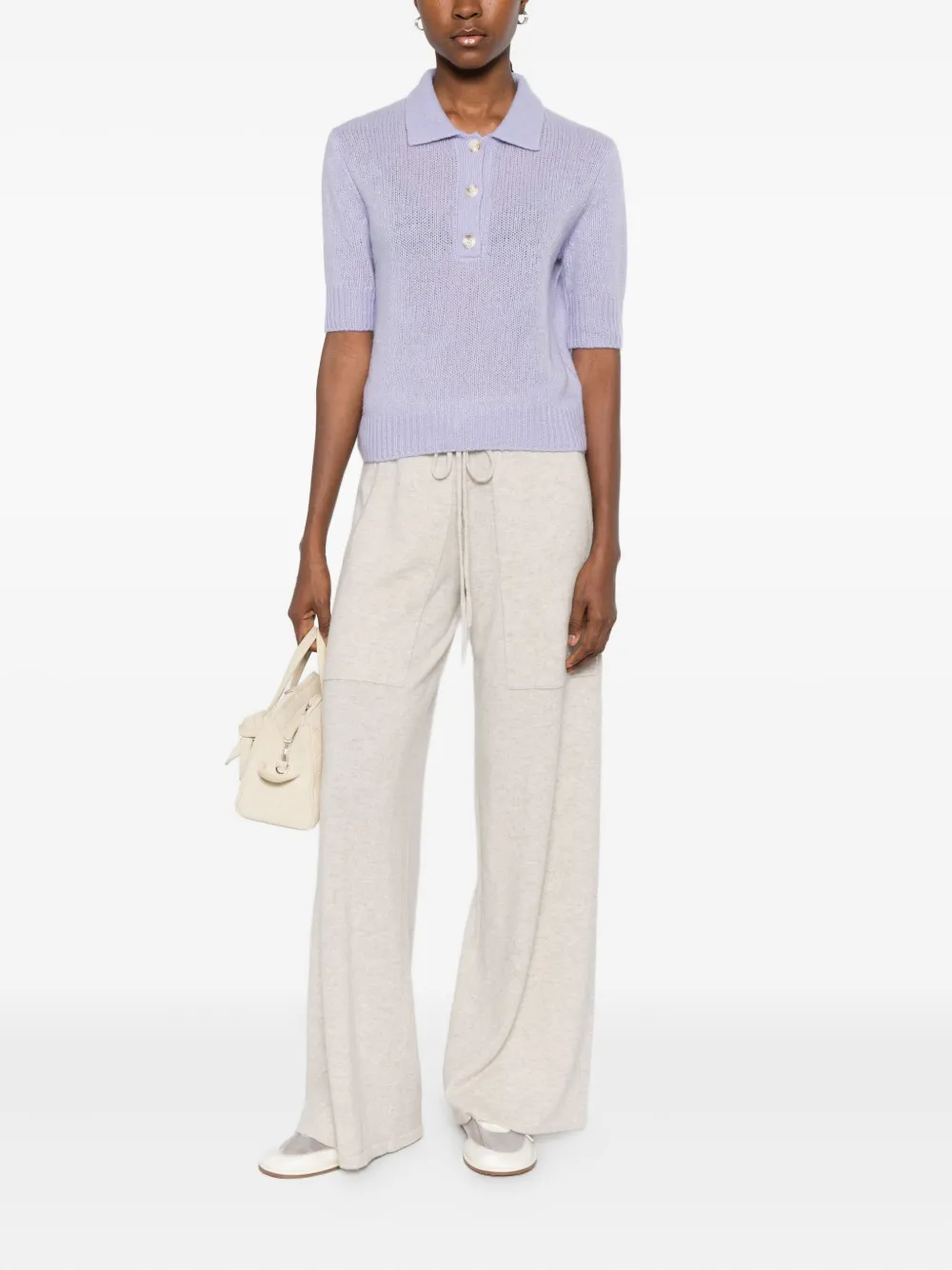 Lisa Yang Masy Buttoned Polo Top In Purple