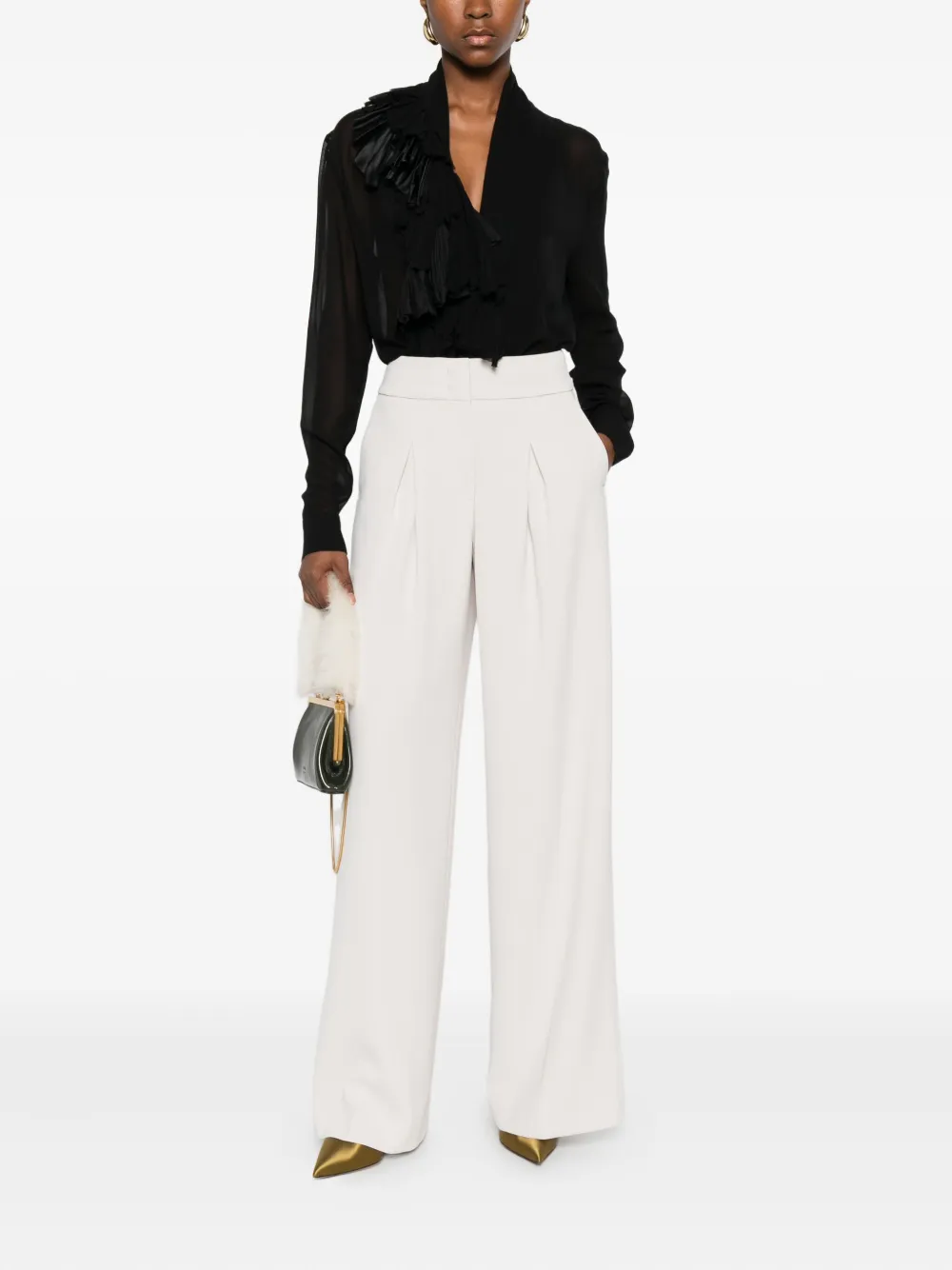 Alberta Ferretti Shirt met ruches - Zwart