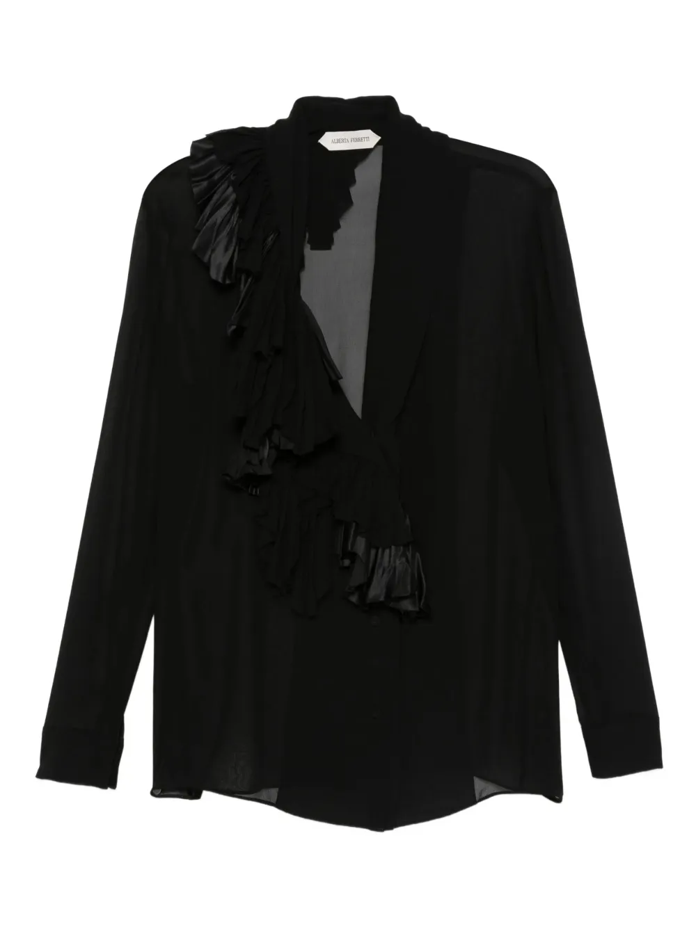 Alberta Ferretti ruffled long-sleeve blouse | Black | Image 1