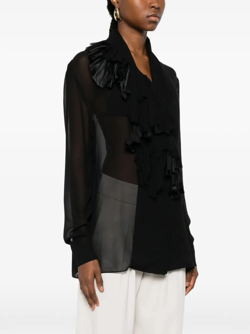 Alberta Ferretti Shirt met ruches Zwart