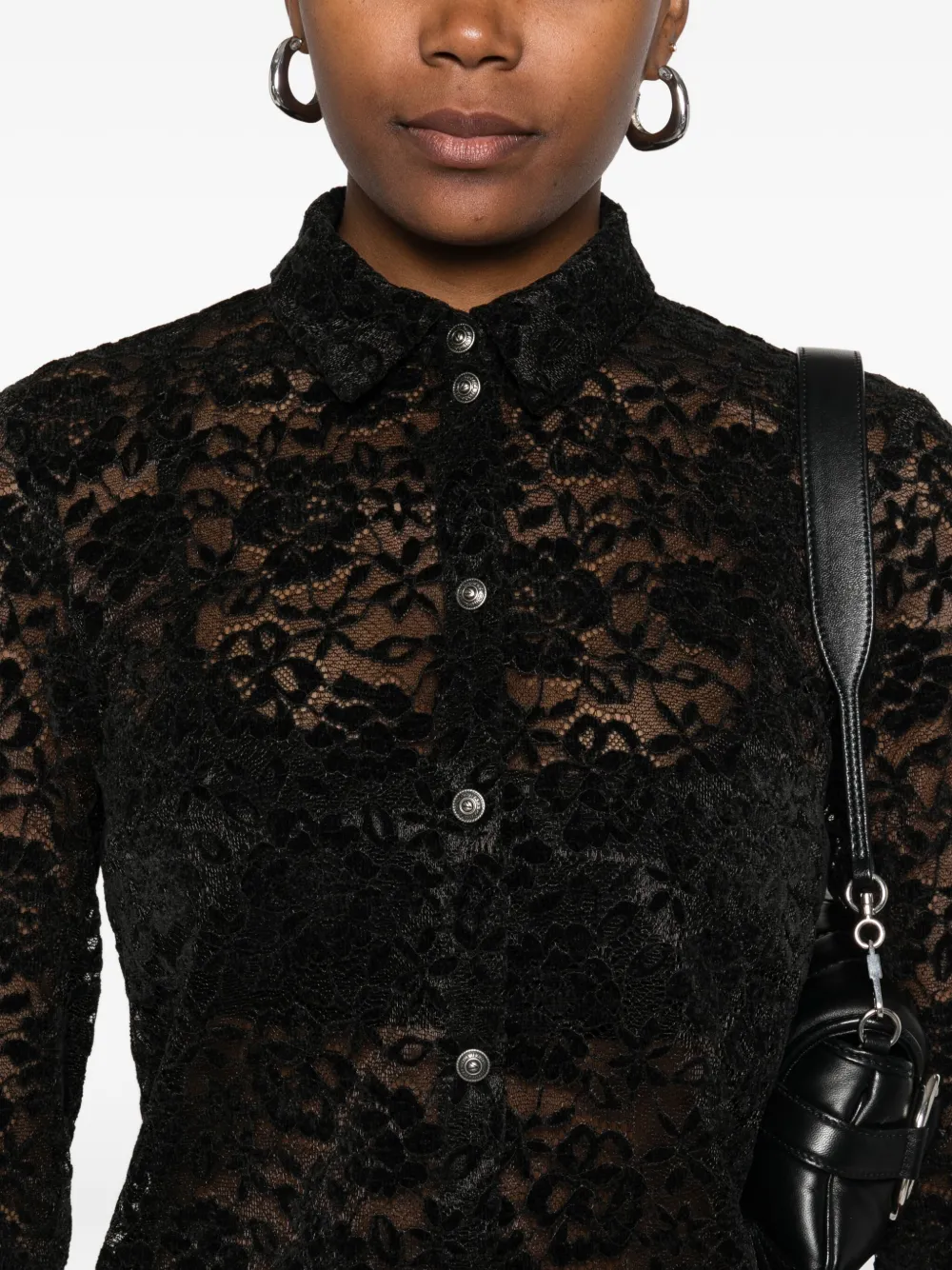 Versace Jeans Couture Blouse met bloemenprint en knopen Zwart