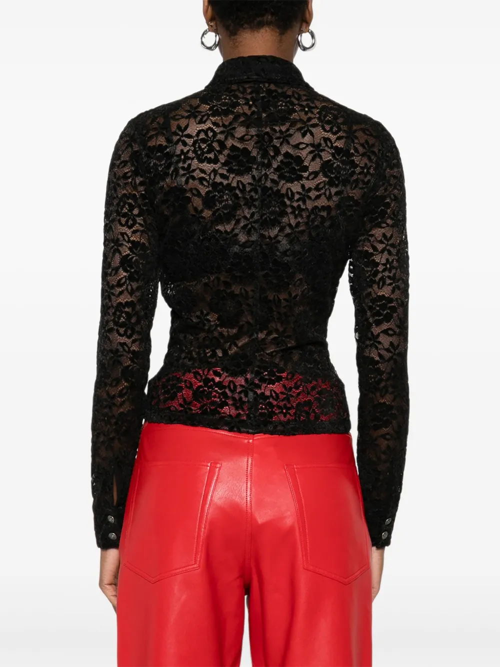 Versace Jeans Couture Blouse met bloemenprint en knopen Zwart