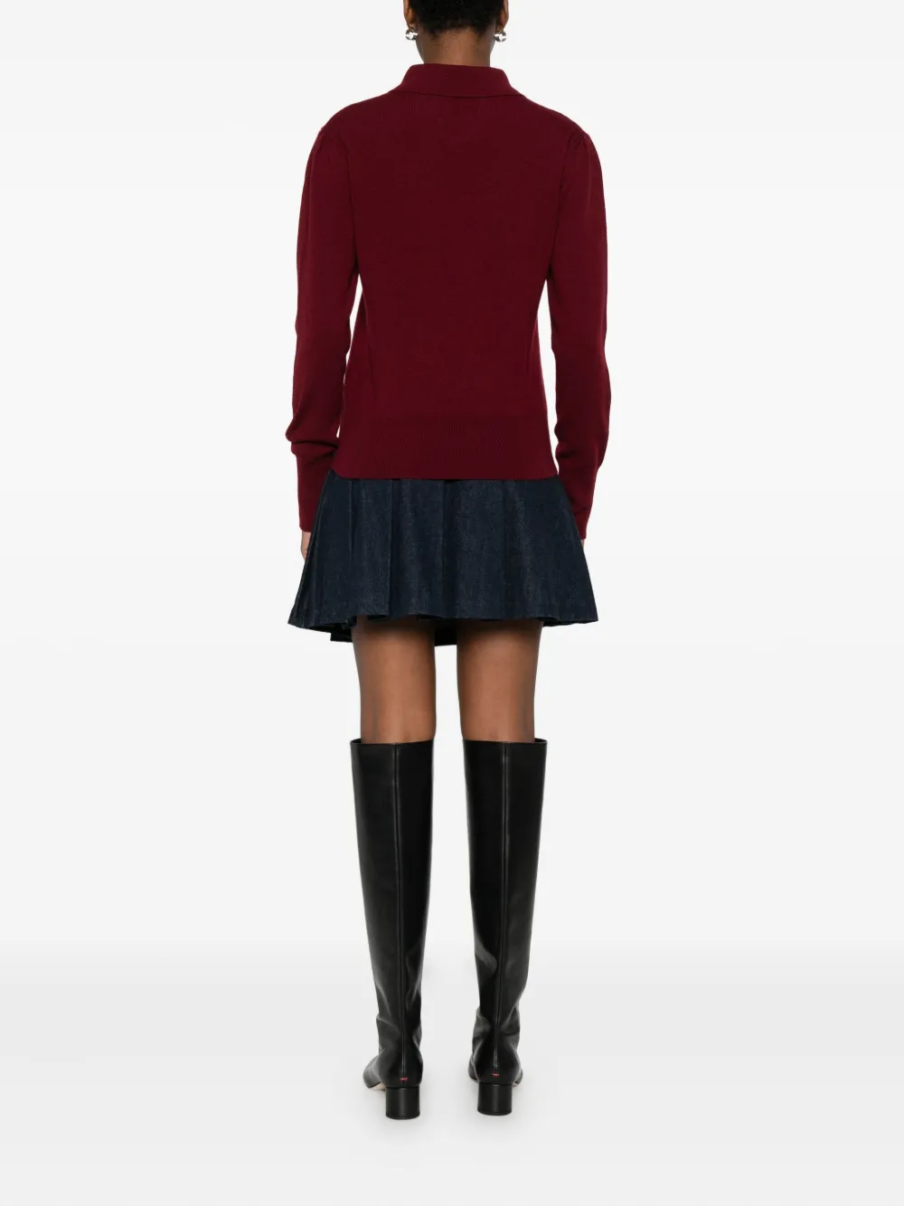 Chiara Boni La Petite Robe Crystal-embellished Sweater In Burgundy