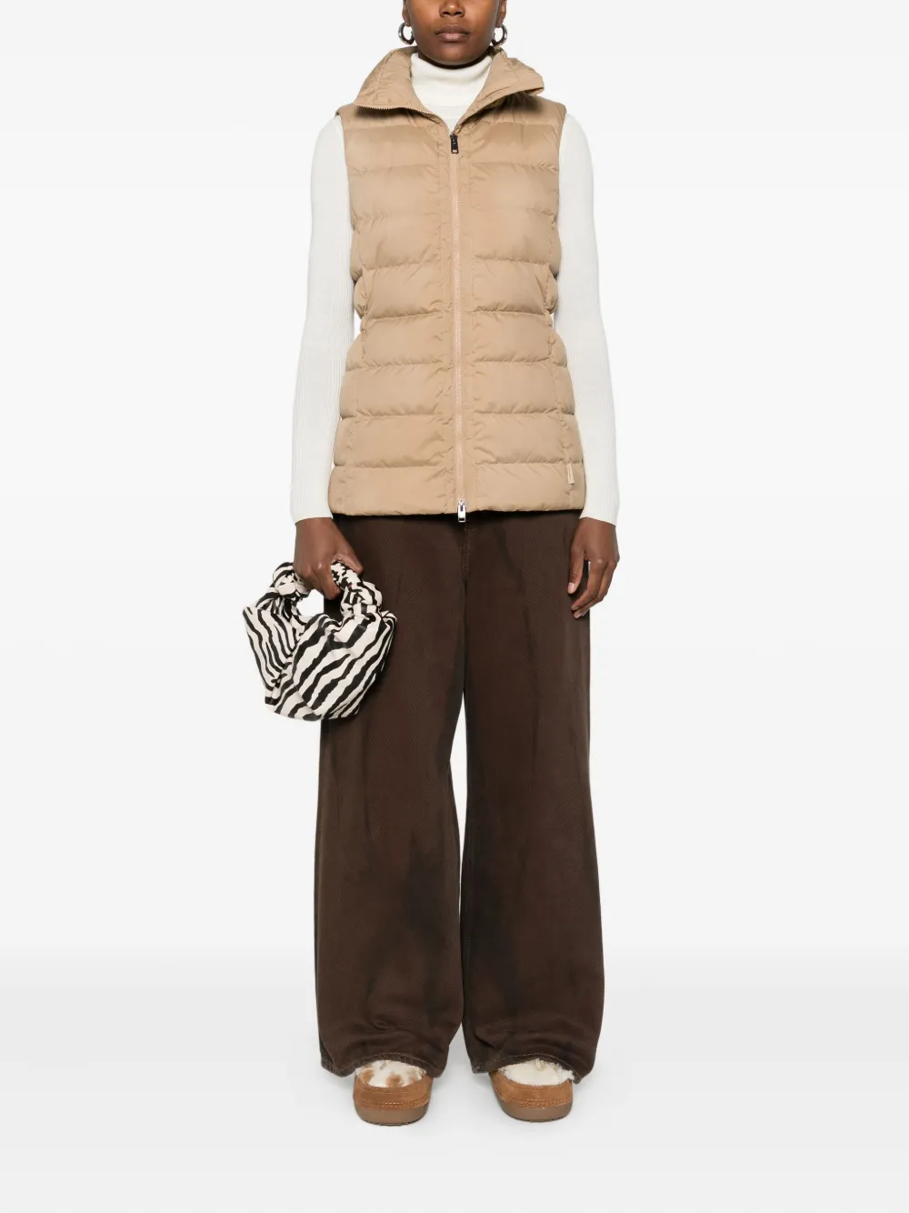 Woolrich Padded Zip-up Gilet In Neutral