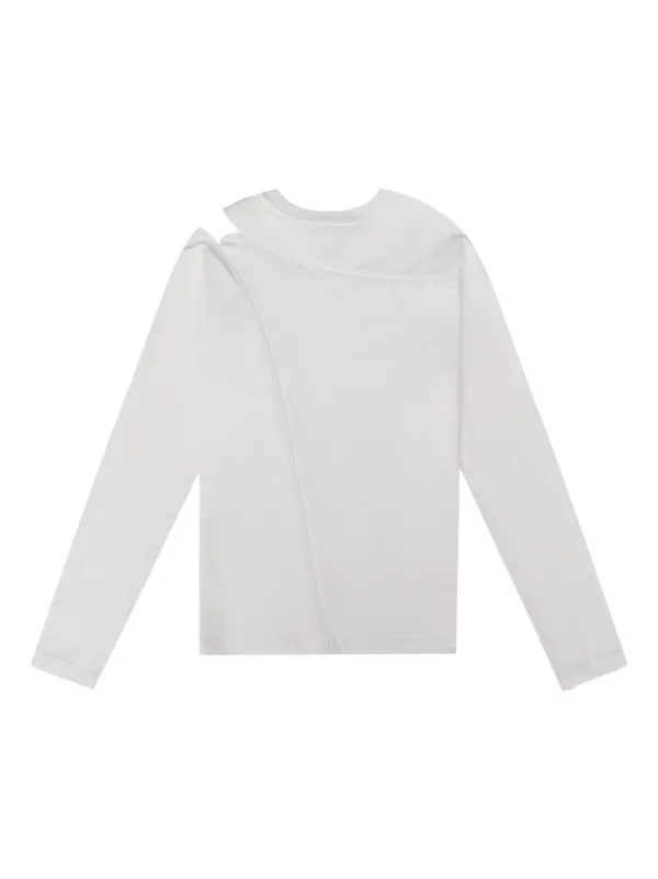 HELIOT EMIL diagonal-seam long-sleeve T-shirt | White | FARFETCH GE