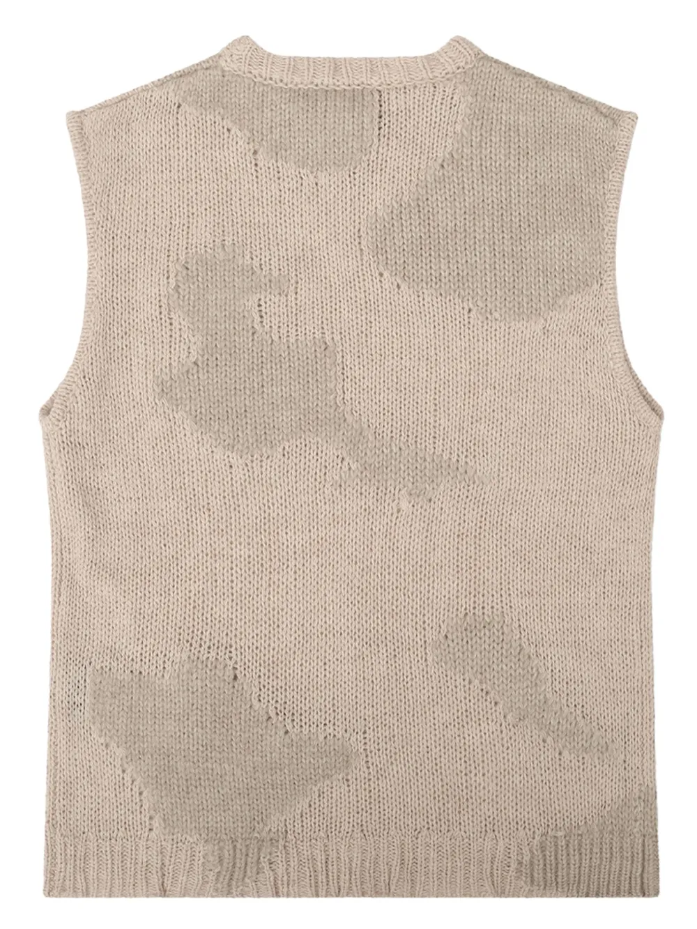 HELIOT EMIL Wollen vest met ronde hals - Beige
