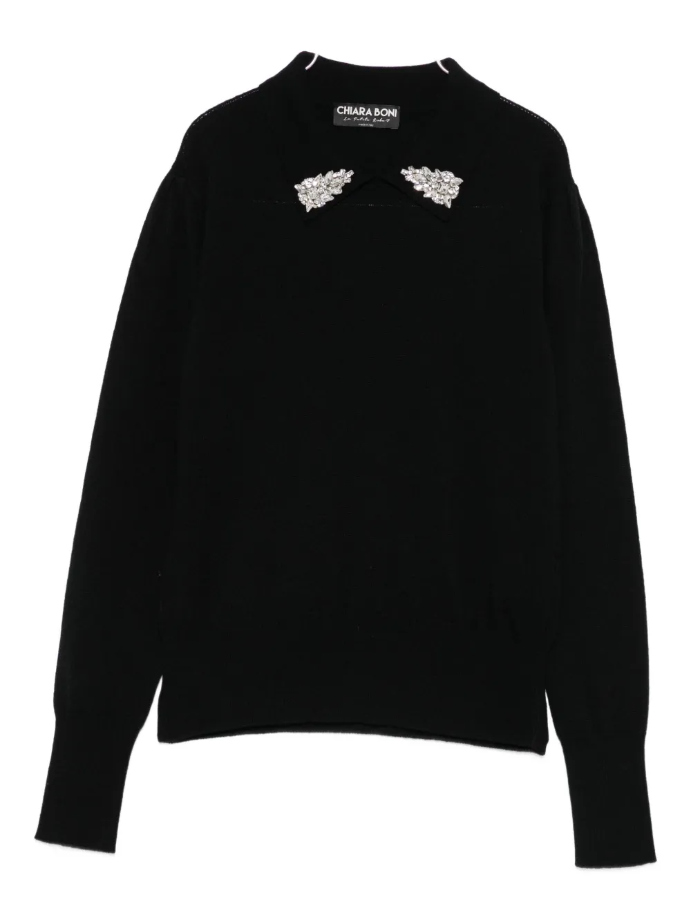 Chiara Boni La Petite Robe Crystal-embellished Sweater In Black