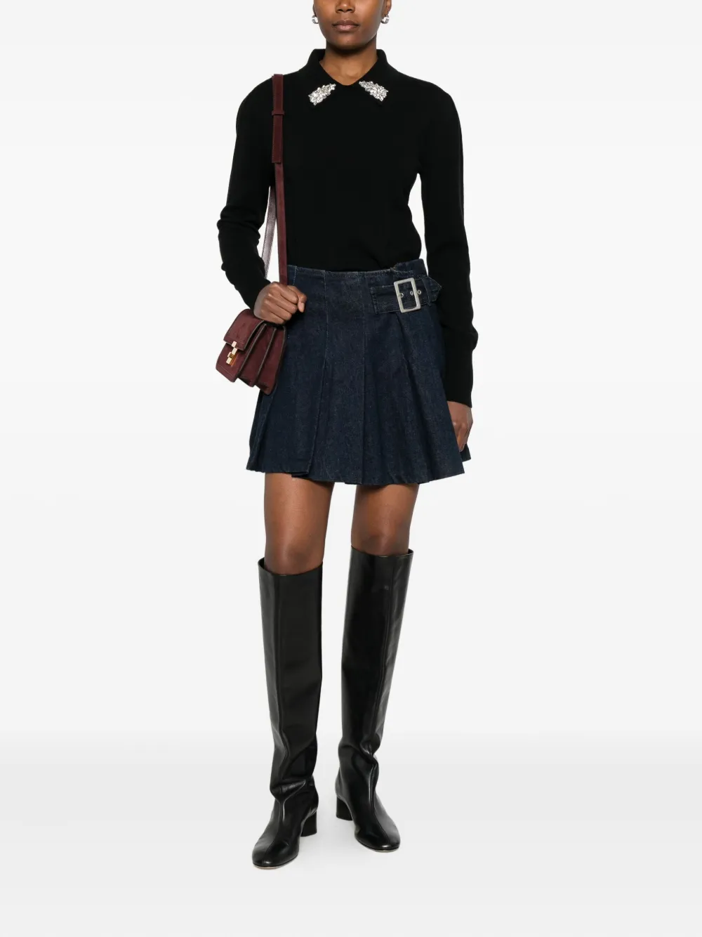 Chiara Boni La Petite Robe Crystal-embellished Sweater In Black