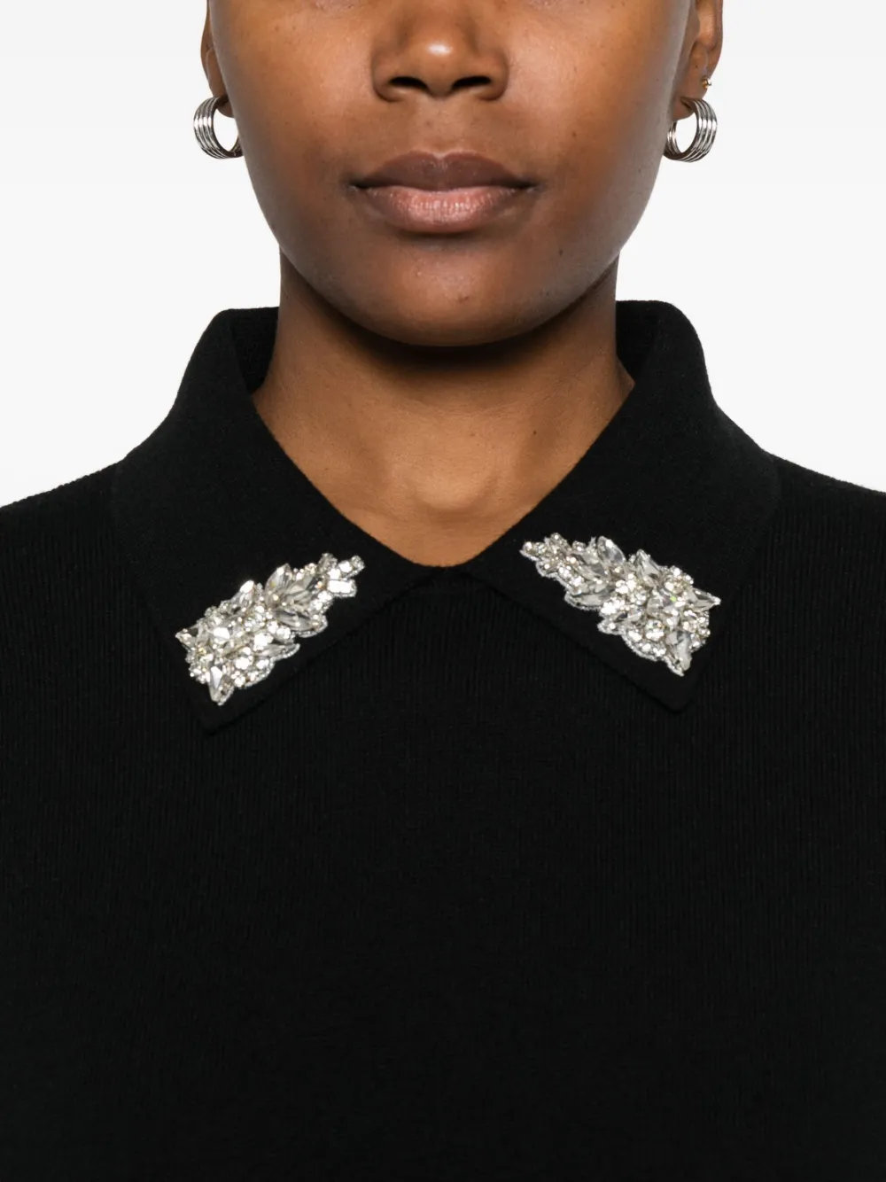Chiara Boni La Petite Robe Crystal-embellished Sweater In Black