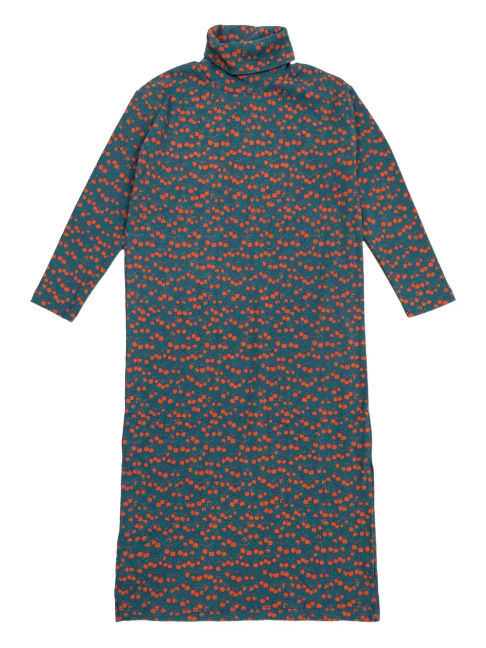 Tiny Cottons Rollkragenkleid mit Kirschen-Print | Blau | Image 1