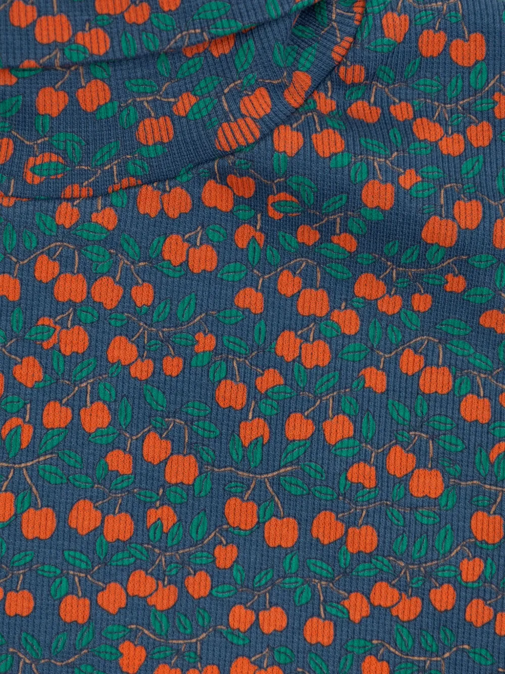  Tiny Cottons Turtleneck Cherry-print Casual Dress - Blue 