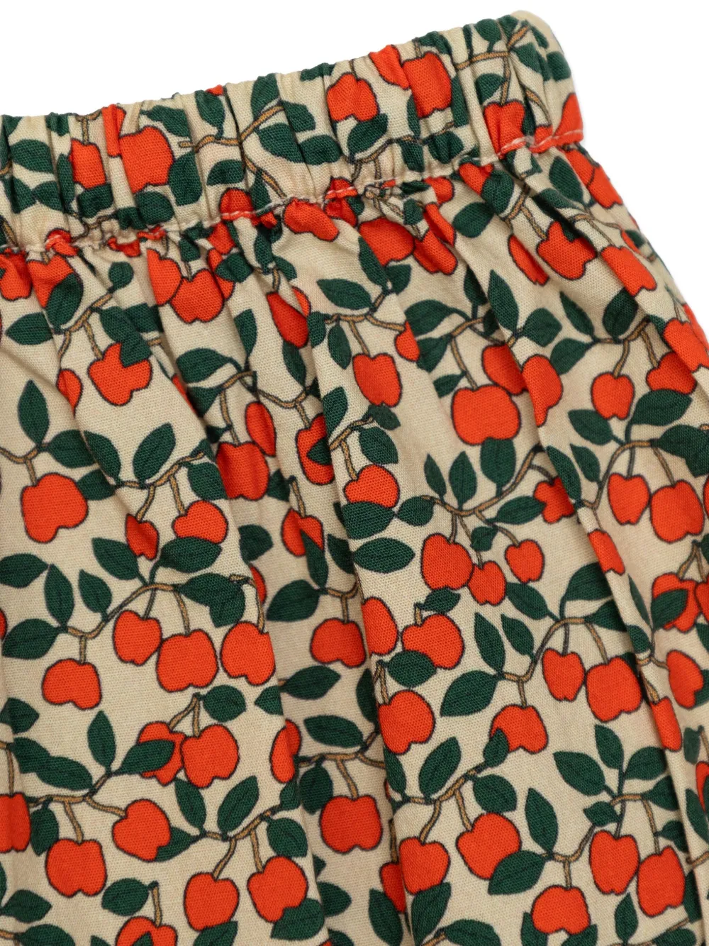 Tiny Cottons Cherry-print Elasticated-waist Skirt In Brown