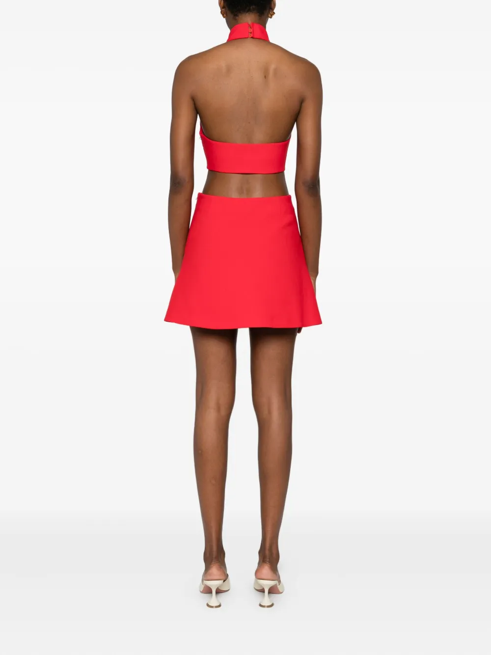 Casablanca Halterneck Cut-out Mini Dress In Red