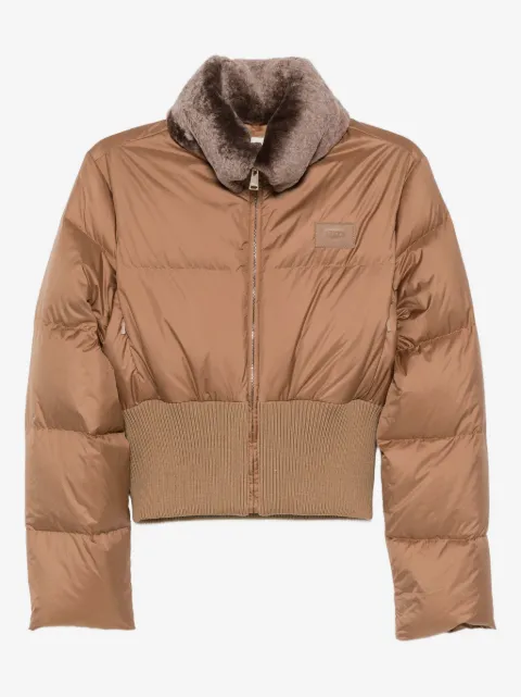 FENDI chamarra capitonada con cuello de lana
