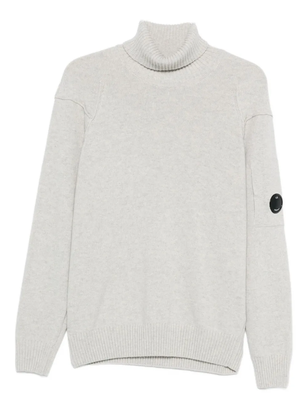 C.p. Company Wool Turtleneck Sweater Featuring Arm Patch In Neutral