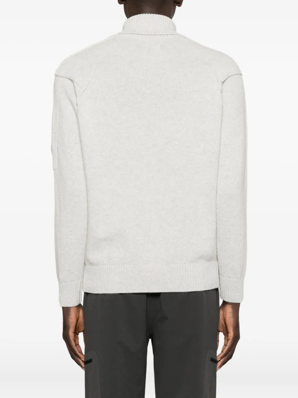 C.p. Company Wool Turtleneck Sweater Featuring Arm Patch In Neutral