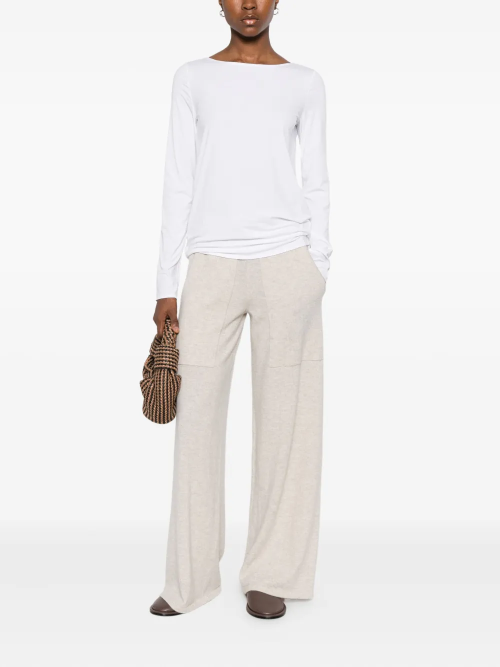 Wolford Lightweight Long Sleeve Top With Crew Neck In White