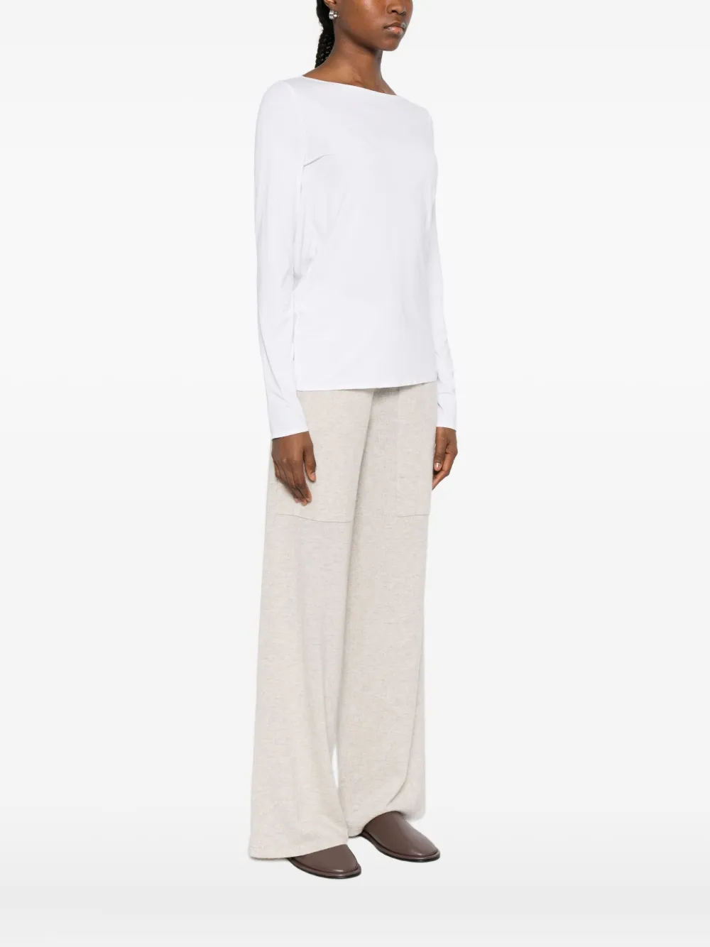 Wolford Lightweight Long Sleeve Top With Crew Neck In White