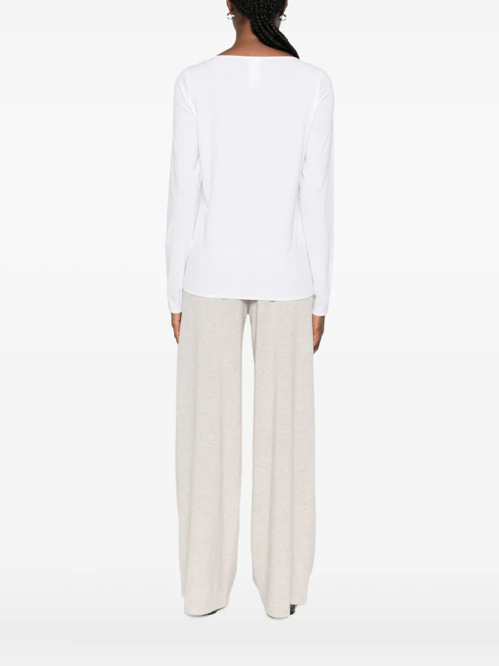 Wolford Lightweight Long Sleeve Top With Crew Neck In White