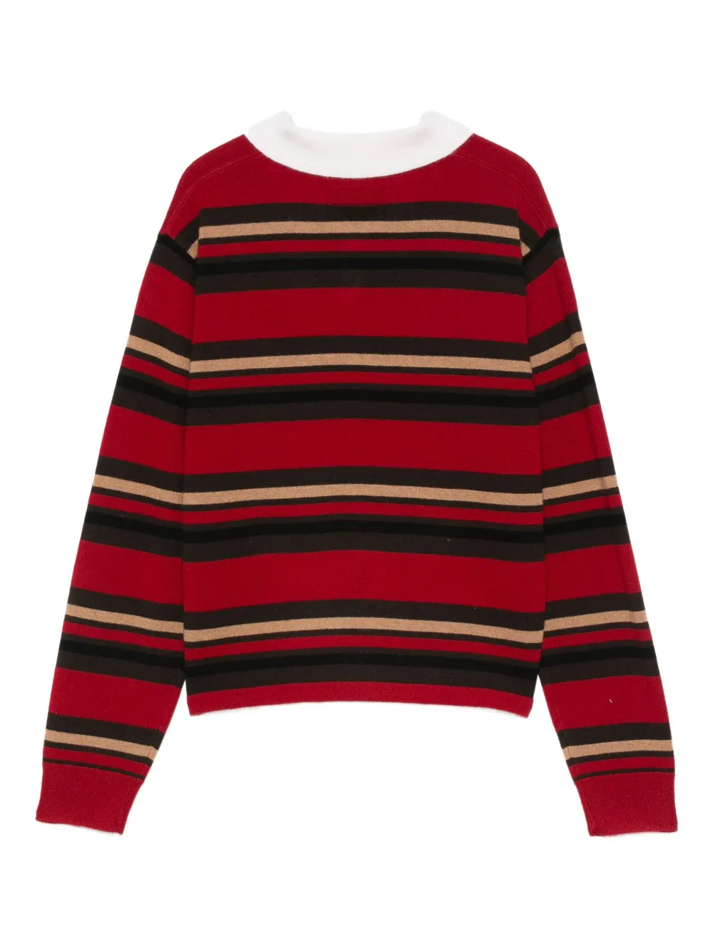 Guest In Residence Cropped Striped Cashmere Polo Shirt In Red