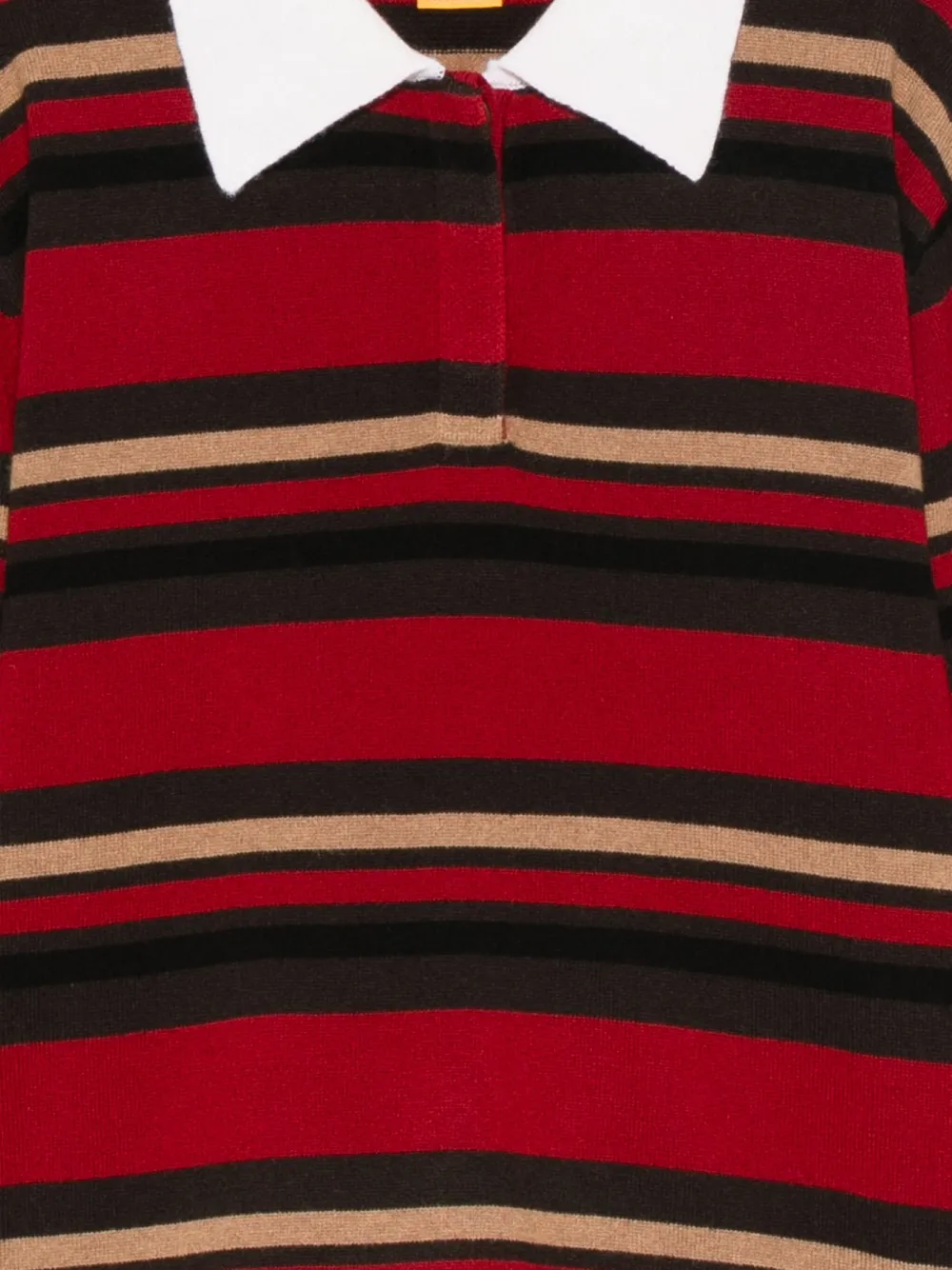 Guest In Residence Cropped Striped Cashmere Polo Shirt In Red