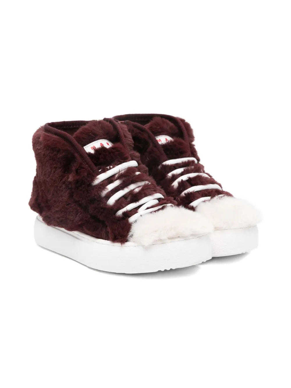Marni Kids faux-fur sneakers Rood