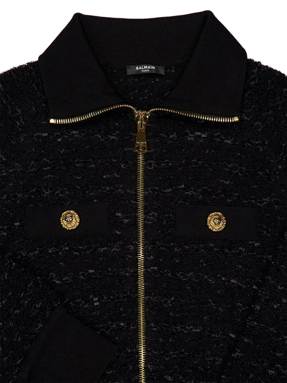 Balenciaga Zip-up Tweed Jacket In Black