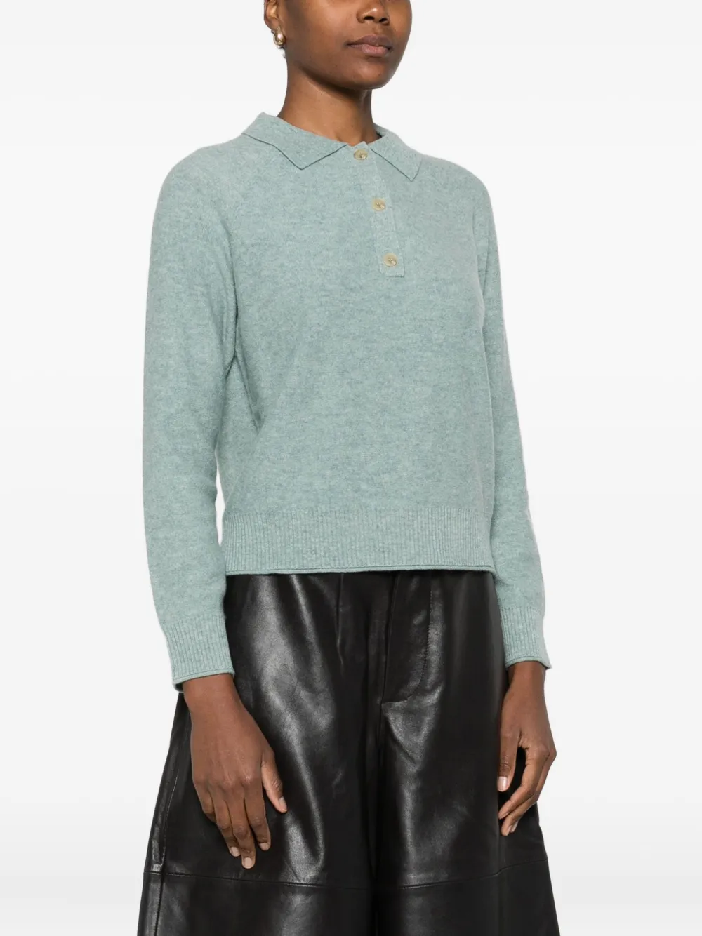 Absolut Cashmere Langärmeliges Poloshirt In Green