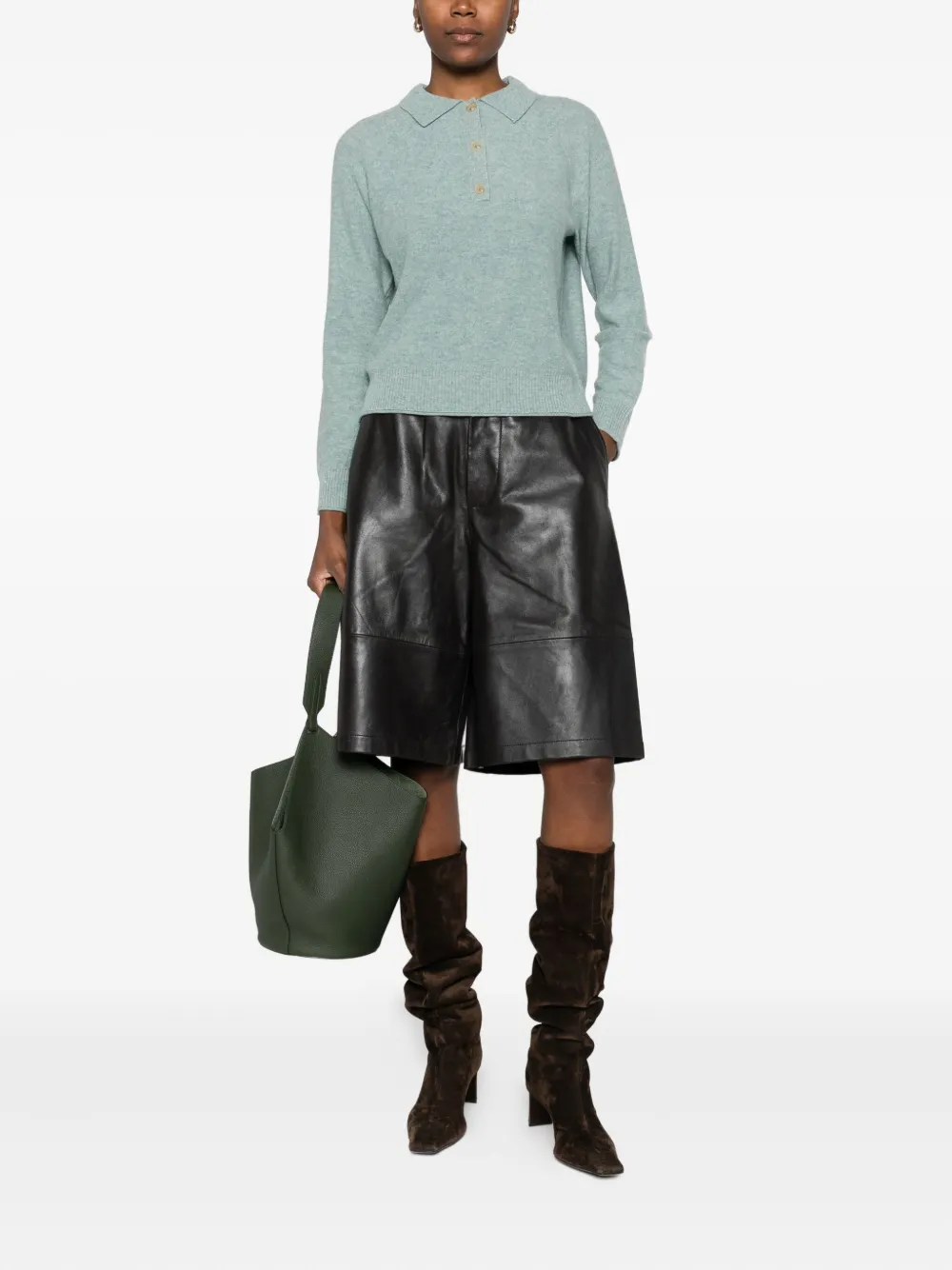 Absolut Cashmere Langärmeliges Poloshirt In Green