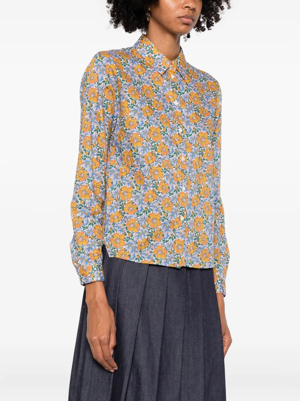 Robert Friedman Floral-print Long-sleeve Shirt In Yellow