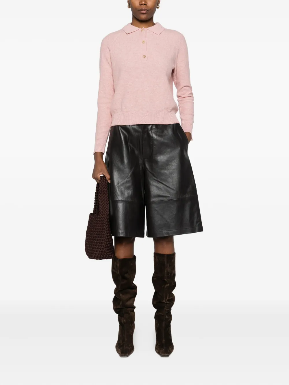 Absolut cashmere Polotop met lange mouwen - Roze