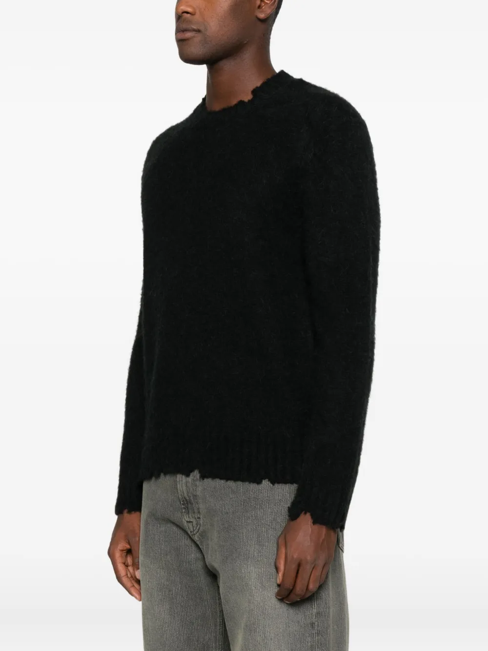 Diana Studio Frayed-edge Sweater In Black