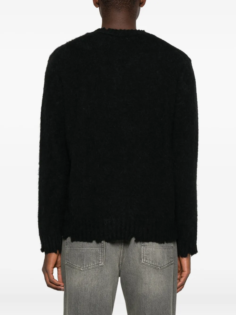 Diana Studio Frayed-edge Sweater In Black