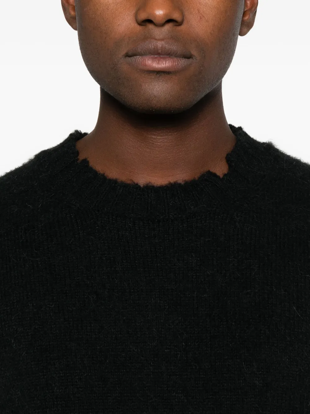 Diana Studio Frayed-edge Sweater In Black