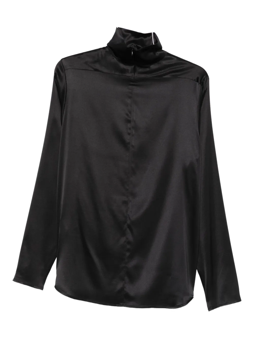 Covert High-neck Satin Top In Black